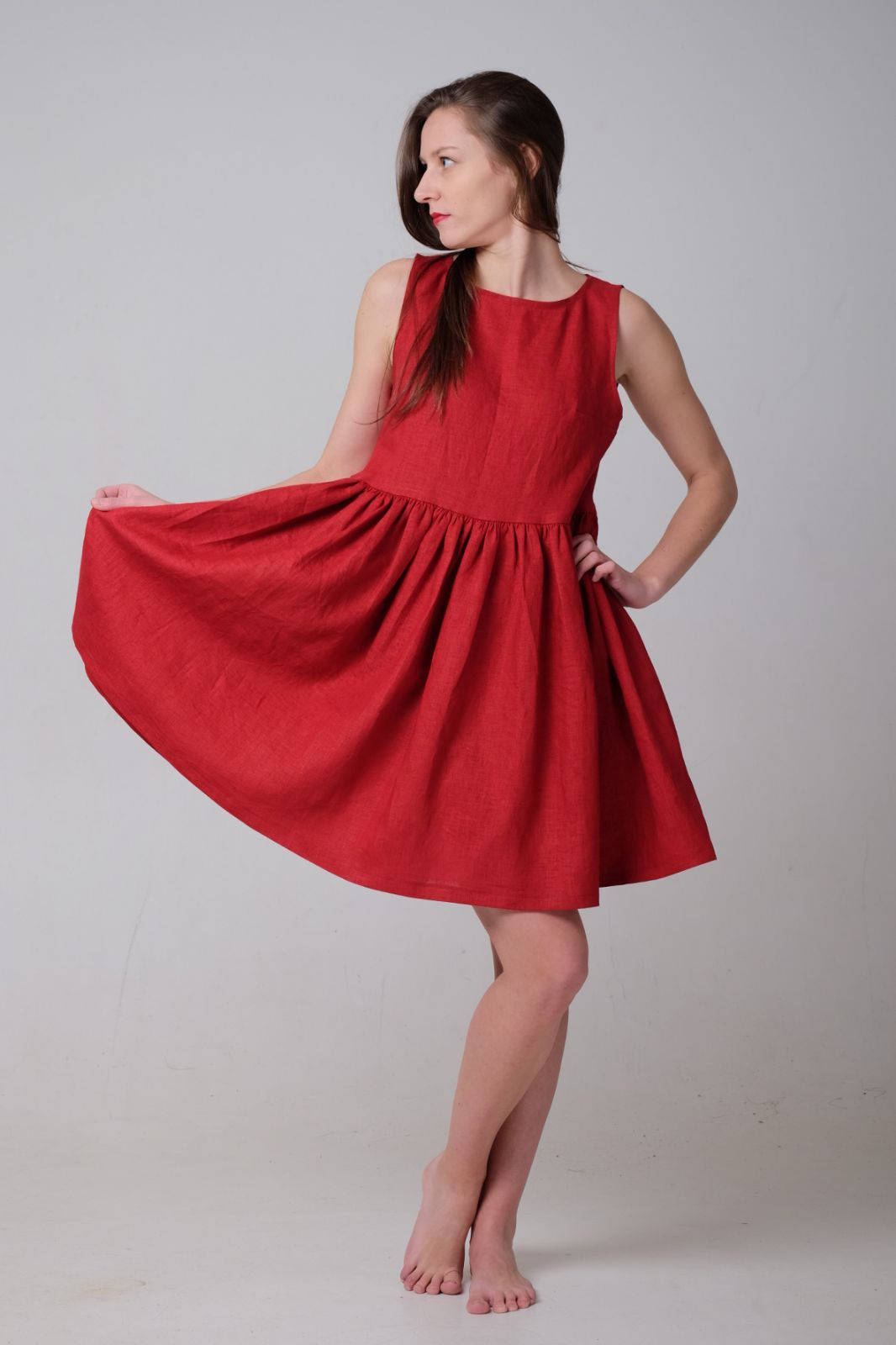 Rotes Leinenkleid Frauen, Leinenkleid, Umstandskleid Rot, Leinen Damenkleid, Kurzes Kleid, Leinenkleidung, Geschenk Zum Valentinstag von AMEAclothing