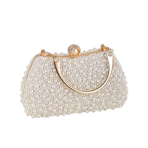 AMEEDA Damen Clutch Perlen Abendtasche mit Perlen for Damen, Cascading Bead Rhinestone, ausgefallene Clutch-Geldbörsen(Color:Beige) von AMEEDA