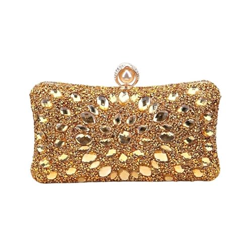 AMEEDA Damen Clutch Perlen Candy Mix Farbe Clutch Strass Abendtaschen Party Diamanten Schulterkette Handtaschen Geldbörse(Color:YM3218gold) von AMEEDA