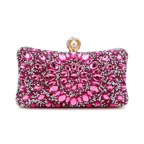 AMEEDA Damen Clutch Perlen Candy Mix Farbe Clutch Strass Abendtaschen Party Diamanten Schulterkette Handtaschen Geldbörse(Color:YM3218rose) von AMEEDA