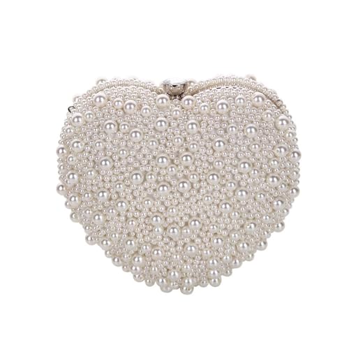 AMEEDA Damen Clutch Perlen Luxuriöse herzförmige Perlen-Abendtasche, Abendkleid-Clutch, Brautjungfern-Tasche, Perlenstickerei-Abendtasche von AMEEDA