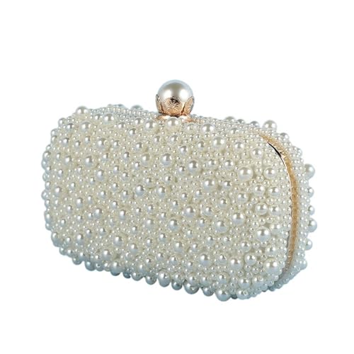 AMEEDA Damen Clutch Perlen Perlen Abendtasche Perlen Handtasche for Hochzeit Party Frauen Perlen Kristall Elegante Clutch Schultertasche(Color:1066beige) von AMEEDA