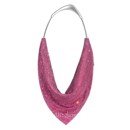 AMEEDA Diamante Clutch Bag Abendtasche mit Metallgriff, handgefertigt, wunderschöne Clutch und Handtasche mit Strasssteinen, for Hochzeit, Party(Color:Dark Pink) von AMEEDA