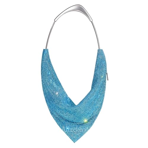 AMEEDA Diamante Clutch Bag Abendtasche mit Metallgriff, handgefertigt, wunderschöne Clutch und Handtasche mit Strasssteinen, for Hochzeit, Party(Color:Peacock Blue AB) von AMEEDA