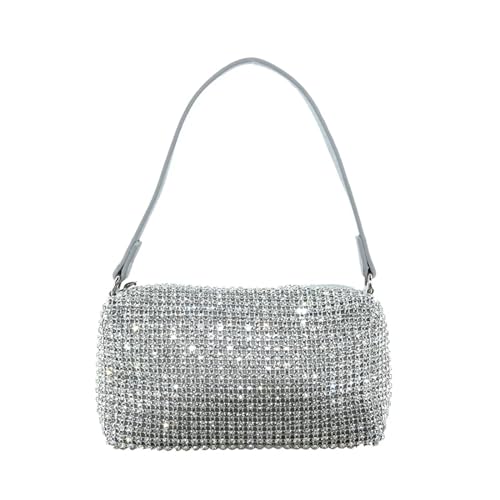 AMEEDA Diamante Clutch Bag Damen Abendtasche Handtasche Diamond Flash Einfache Tasche Europäische und amerikanische Banketttasche Geldbörse(Color:Silver) von AMEEDA