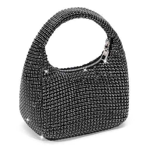 AMEEDA Diamante Clutch Bag Diamant-Abend-Geldbörsen, glitzernde Damen-Bankett-Tasche, Hochzeit, Party, Handtasche, Strass-Clutch, Abendessen-Tasche(Color:Black) von AMEEDA