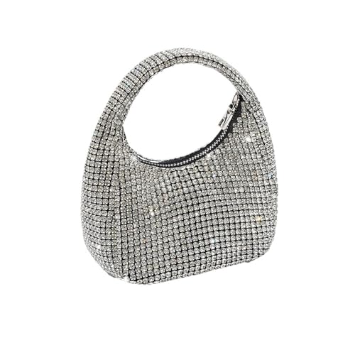 AMEEDA Diamante Clutch Bag Diamant-Abend-Geldbörsen, glitzernde Damen-Bankett-Tasche, Hochzeit, Party, Handtasche, Strass-Clutch, Abendessen-Tasche(Color:Silver) von AMEEDA