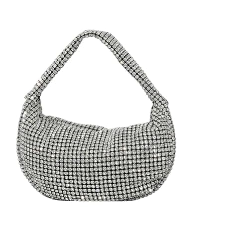 AMEEDA Diamante Clutch Bag Diamant-Abend-Geldbörsen, glitzernde Damen-Bankett-Tasche, Hochzeit, Party, Handtasche, Strass-Clutch, Abendessen-Tasche(Color:Silver-01) von AMEEDA