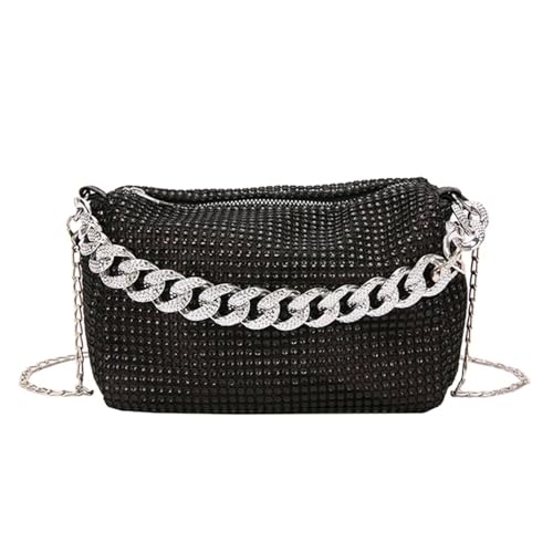 AMEEDA Diamante Clutch Bag Exquisite Strass Umhängetasche Handtasche Damen Abendtasche Funkelnde Handtasche for Maskeraden Party(Color:Black) von AMEEDA