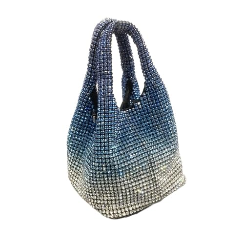 AMEEDA Diamante Clutch Bag Glänzende Kristall Clutch Geldbörse Eimer Schultertasche Strass handgemachte Geldbörsen und Handtaschen Luxus Designer Abend Clutch Bag Geldbörse(Color:Blue gradient) von AMEEDA