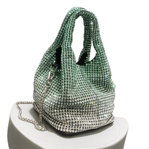 AMEEDA Diamante Clutch Bag Glänzende Kristall Clutch Geldbörse Eimer Schultertasche Strass handgemachte Geldbörsen und Handtaschen Luxus Designer Abend Clutch Bag Geldbörse(Color:Green gradient) von AMEEDA