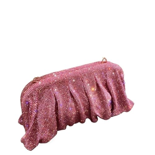 AMEEDA Diamante Clutch Bag Glänzender Griff, Strasssteine, handgefertigt, Abend-Clutch, faltbar, Geldbörsen und Handtaschen, Hochzeit, Party(Color:Pink) von AMEEDA