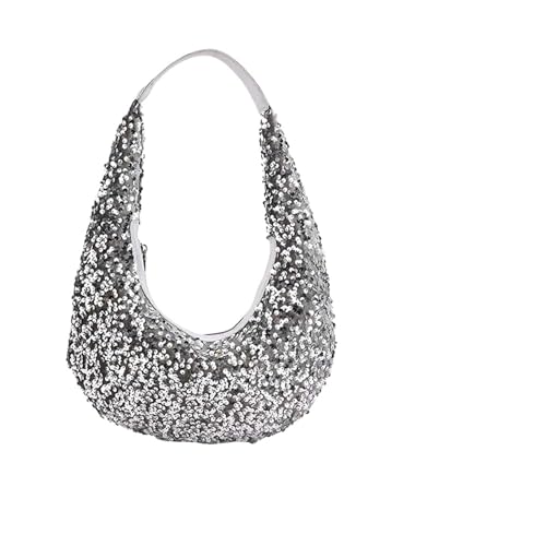 AMEEDA Diamante Clutch Bag Glitzer-Diamant-Abendtasche mit Knotengriff, Strass-Bling-Damen-Abendtasche, glitzernde Kristall-Hochzeits-Tasche mit Henkel(Color:Silver-01) von AMEEDA