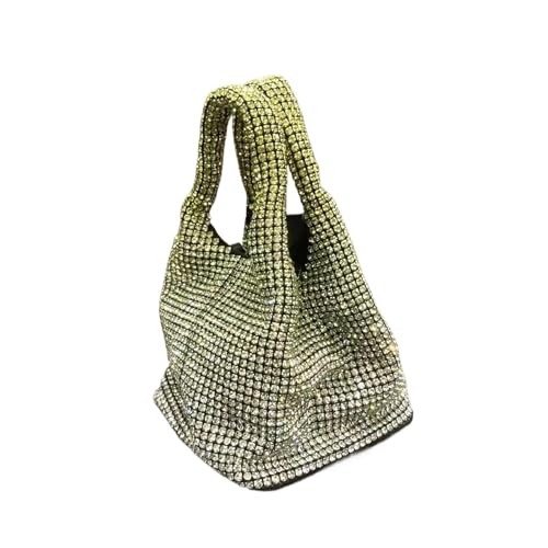 AMEEDA Diamante Clutch Bag Griff Strass Abend Tote Tasche Geldbörsen for Frauen Glänzende Dinner-Party Hochzeit Handtasche Weibliche Eimer Tasche Schulter Tasche(Color:Yellow-14x14x15cm) von AMEEDA