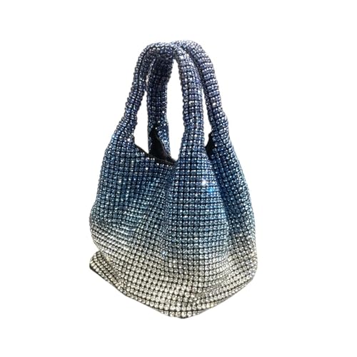 AMEEDA Diamante Clutch Bag Griff mit Strasssteinen, Abend-Clutch, Geldbörsen und Handtasche, Hobo-Umhängetasche, glänzende Kristall-Clutch-Geldbörse, Beuteltasche(Color:Blue) von AMEEDA