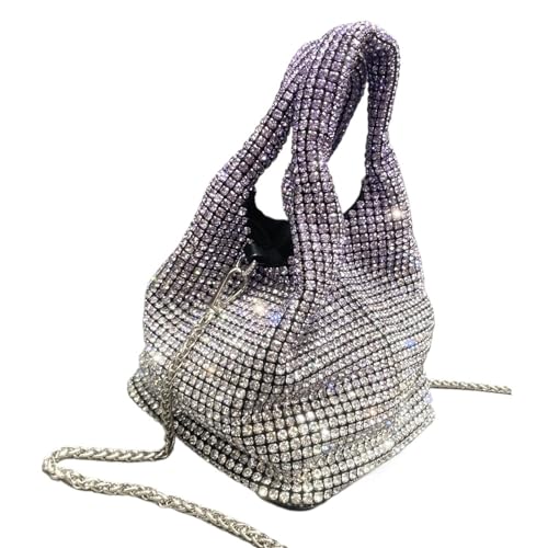 AMEEDA Diamante Clutch Bag Griff mit Strasssteinen, Abend-Clutch, Geldbörsen und Handtasche, Hobo-Umhängetasche, glänzende Kristall-Clutch-Geldbörse, Beuteltasche(Color:Purple) von AMEEDA