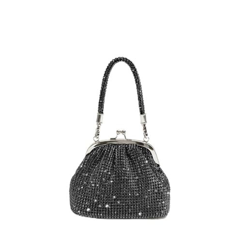 AMEEDA Diamante Clutch Bag Griff mit Strasssteinen, Abend-Clutch, Geldbörsen und Handtasche, glänzende Kristall-Clutch-Geldbörse, Beuteltasche, Umhängetaschen(Color:Black) von AMEEDA