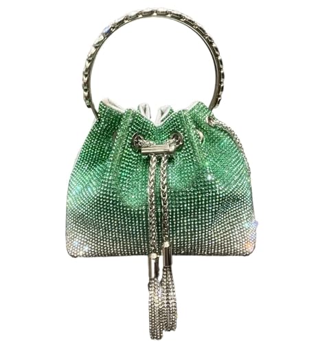 AMEEDA Diamante Clutch Bag Griff mit Strasssteinen, Abend-Clutch, Geldbörsen und Handtaschen, Umhängetaschen, glänzende Kristall-Clutch-Geldbörse, Beuteltasche(Color:Green) von AMEEDA