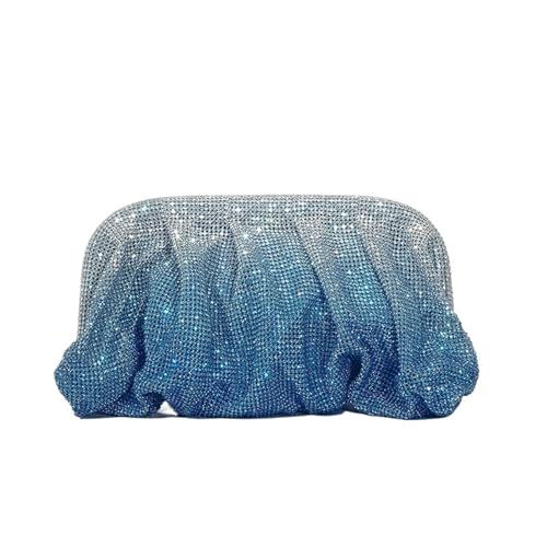 AMEEDA Diamante Clutch Bag Shinny geraffte Strass-Tasche for Damen, Farbverlaufs-Abendtasche, modische Party-Geldbörse(Color:Blue) von AMEEDA