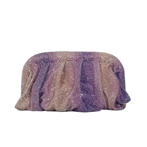 AMEEDA Diamante Clutch Bag Shinny geraffte Strass-Tasche for Damen, Farbverlaufs-Abendtasche, modische Party-Geldbörse(Color:Purple) von AMEEDA