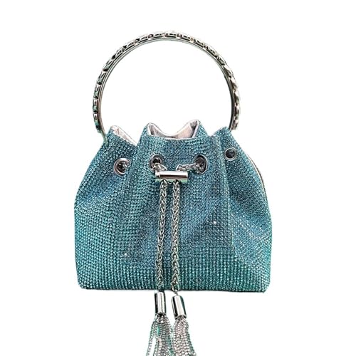 AMEEDA Diamante Clutch Bag Strass Abend Clutch Damen Tasche Geldbörsen Eimer Damen Handtasche Diamanten Schulter Glänzender Kristall(Color:SKY BLUE) von AMEEDA