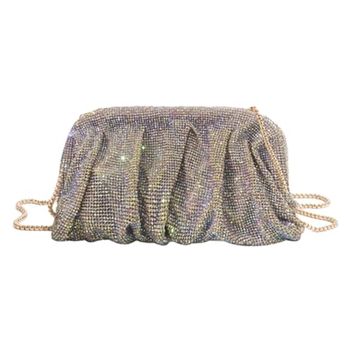 AMEEDA Diamante Clutch Bag Strass Dame Geldbörse Hochzeit Party Abend Tasche for Frauen Bankett Cocktail Schulter Taschen Plissee Clutch Umhängetasche(Color:AB camouflage) von AMEEDA