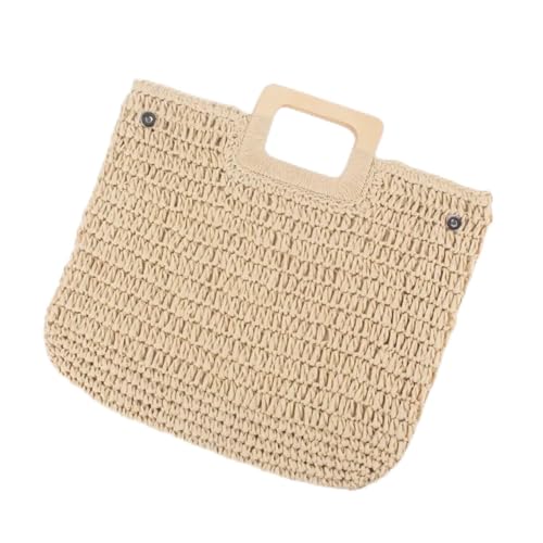 AMEEDA Strohtaschen Damen Handbag Vintage Straw Bag For Women Summer Large Capacity Beach Handbag Rattan Handmade Kintted Travel Bags (Color : Beige) von AMEEDA