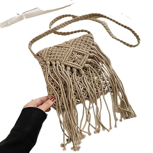 AMEEDA Strohtaschen Damen Woven Shoulder Bags Straw Summer Women Weave Crossbody Beach Travel Handbag Female Bag Women Messenger Bag Bolsa (Color : C-Gray) von AMEEDA