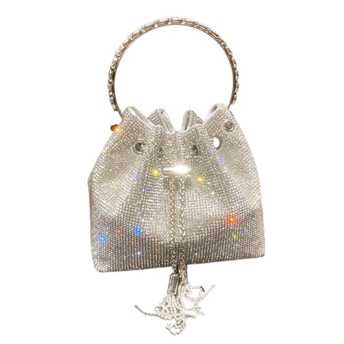 Diamante Clutch Bag Taschen for Frauen Handtasche Glänzende Diamant Tasche Abend Bankett Tasche Kristall Strass Umhängetasche(Color:Silver-A-big) von AMEEDA