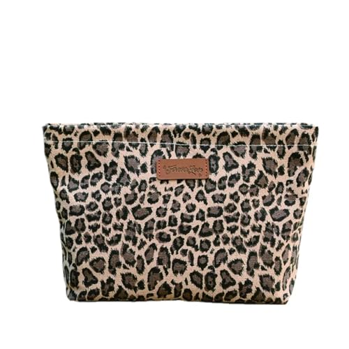 Kosmetiktasche Damen Leopard Print Large Makeup Bag - Stylish Cute Toiletry Organizer Handbag for Women Girls von AMEEDA