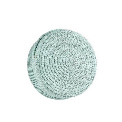 Strohtaschen Damen Summer Round Straw Bag For Women Woven Handmade Shoulder Bag Travel Rattan Beach Bag Casual Style Crossbody Bag Handbag Purs (Color : Mint, Size : 16x 6.5x16cm) von AMEEDA