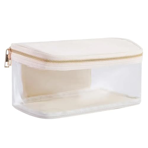 Transparenter Kulturbeutel 8 Farben Modische Damen-Make-up-Tasche aus PVC, wasserdicht, Nylon, Kulturbeutel, Reisetasche, transparente Kosmetiktasche, klassische transparente Tasche mit offener Oberse von AMEEDA