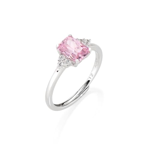 Amen Schmuck, Prinzessin-Ring, DAmenring aus 925er Silber, rhodiniert mit rosa und weißen Zirkonia, verstellbarer Ring für Größen 54 bis 56, Geschenk für DAmen, Sterling Silber, Zirkonia von AMEN