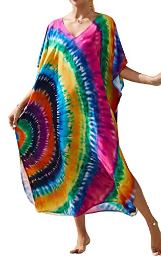 AMEOOR Damen Strandkleid Lang Bikini Cover Up Sommekleid Maxi Kleid Freizeitkleid Nachtwäsche Beachwear Bedecken Pareos Strandurlaub Badeanzug A-Muster 14 von AMEOOR
