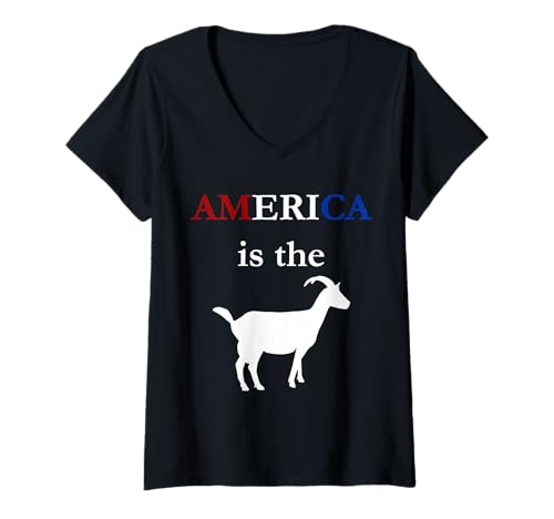 Damen Amerika ist die Ziege | USA Greatest of All Time T-Shirt mit V-Ausschnitt Damen Amerika ist die Ziege | USA Greatest of All Time T-Shirt mit V-Ausschnitt von AMERICA is the GOAT | Greatest of All Time