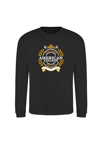 AMERICAN COLLEGE USA Unisex Kids Kapuzenpullover Kinder Junge Mädchen Sweatshirt, Schwarz, 16 Jahre von AMERICAN COLLEGE USA