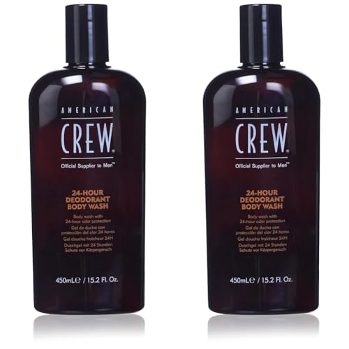 AMERICAN CREW – 24 h Deodorant Body Wash, 450 ml, Pflegedusche für Männer, Duschgel für Feuchtigkeit & lang anhaltenden Schutz vor Körpergeruch, mit Teebaum- & Pfefferminzöl (Packung mit 2) von AMERICAN CREW