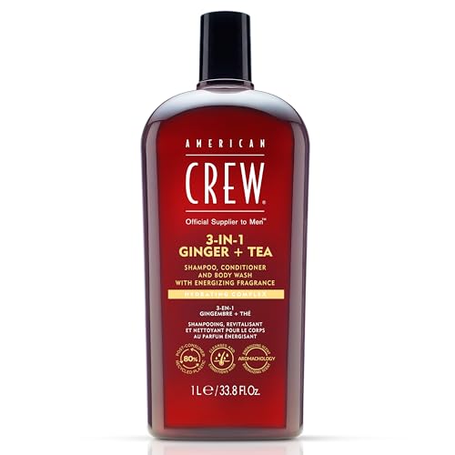AMERICAN CREW – 3-in-1 Ginger & Tea Shampoo, Conditioner & Body Wash, 1000ml, Pflegeshampoo und Duschgel für Männer, Produkt für die tägliche Reinigung von Körper und Haar von AMERICAN CREW