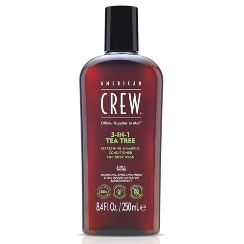 AMERICAN CREW – 3-in-1 Tea Tree Shampoo, Conditioner & Body Wash, 250ml, Pflegeshampoo und Duschgel für Männer, Produkt für die tägliche Reinigung von Körper und Haar von AMERICAN CREW