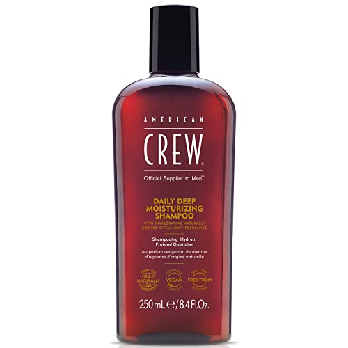AMERICAN CREW – Daily Deep Moisture Shampoo, 250 ml, Pflegeshampoo für Männer, Haarprodukt ohne Silikone, Haarshampoo mit Citrus & Minze Duft, für gesund aussehendes Haar, vegan Zitrusfrüchte, Minze von AMERICAN CREW