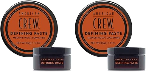 AMERICAN CREW – Defining Paste, 85 g, Stylingpaste für Männer, Haarprodukt mit mittlerem Halt, Stylingprodukt für flexibel formbares Haar & ein mattes Finish, Unparfümiert (Packung mit 2) von AMERICAN CREW