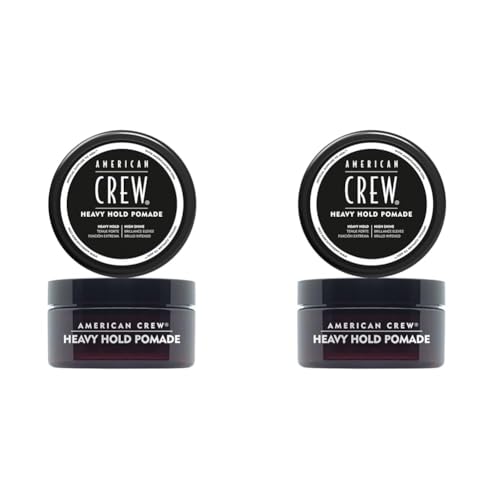 AMERICAN CREW – Heavy Hold Pomade, 85 g, Stylingpomade für Männer, Haarprodukt mit extrem starkem Halt, Stylingprodukt für Frisuren mit viel Glanz, wasserbasiert, Unparfümiert (Packung mit 2) von AMERICAN CREW