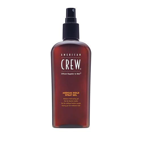 AMERICAN CREW – Medium Hold Spray Gel, 250 ml, Stylingspray für Männer, Sprühfestiger für mittelstarken Halt & natürlichen Glanz, Styling und Finish Haarprodukt, Pflege & Feuchtigkeit fürs Haar von AMERICAN CREW