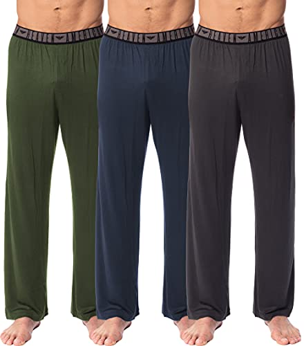 AMERICAN HEAVEN Herren 3er-Pack Ultra Soft & Stretch Pyjamahose | Leichte Lounge & Sleep Pj Yogahose, 3er-Pack – Marineblau, Anthrazit, Olivgrün, Klein von AMERICAN HEAVEN