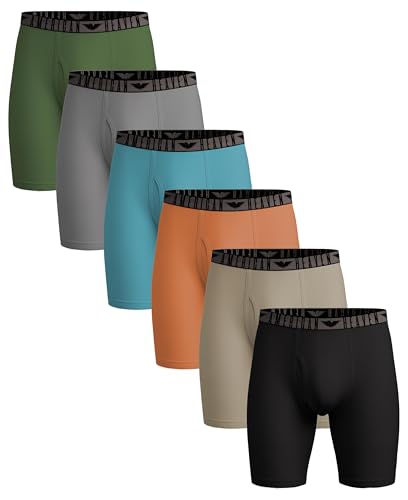 AMERICAN HEAVEN Knielange Herren-Boxershorts, ultraweiche Stretch-Unterhose mit Hosenschlitz, 6 Stück, 6er-Pack – massive Metalle, X-Large von AMERICAN HEAVEN