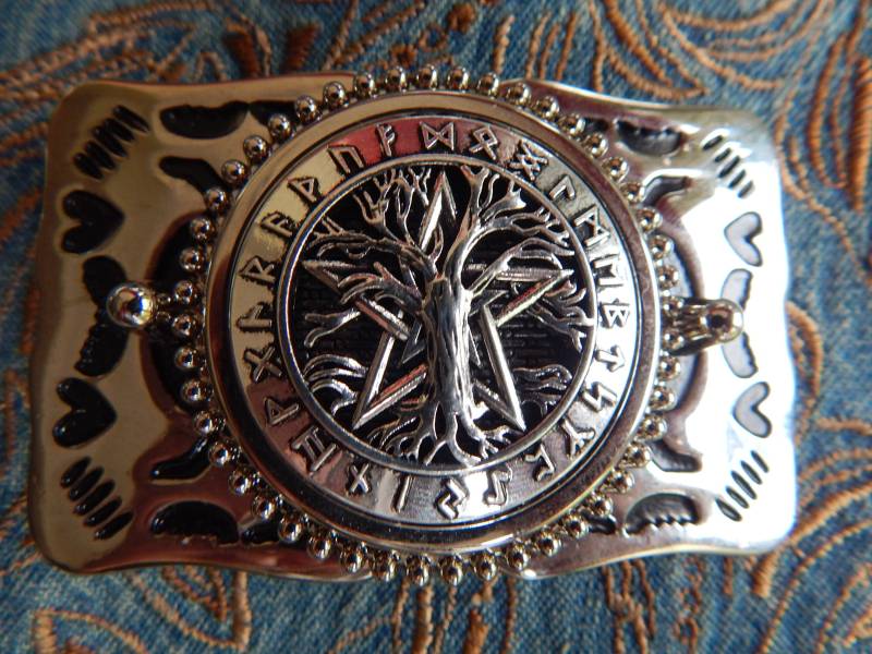 Baum Des Lebens Gürtelschnalle Viking Valknut Pagan Silver Metal von AMERICANMAGIC