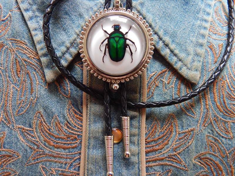 Neu Grün Rosenkäfer Käfer Bolo Schnürsenkel Krawatte Western Goth Damen Herren von AMERICANMAGIC