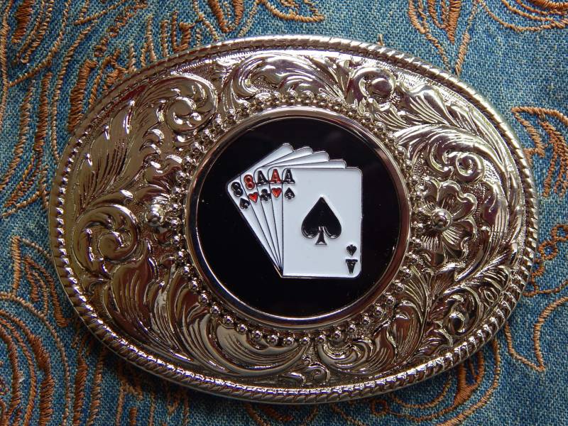 Neu Pik-Ass Spielkarten Zauberer Damen Herren Oval Silberfarbige Metall Gürtelschnalle von AMERICANMAGIC