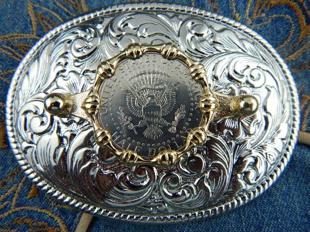 Neue Echte Usa American Half Dollar Münze Oval Gürtelschnalle Silber/Gold Farbe Metall Western Damen Männer von AMERICANMAGIC