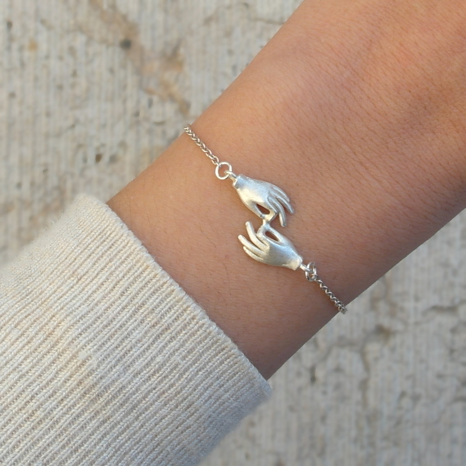 sterling Silber Hände Armband Gyan Mudra Symbol, in Italien Handarbeit Hergestellt sterling Silber Hände Armband Gyan Mudra Symbol, in Italien Handarbeit Hergestellt von AMEjewels